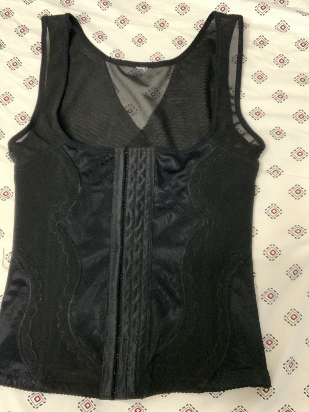 Women's Corset Shapewear Torsette Sheer Black Hook Eye Goth Alternative Detail M